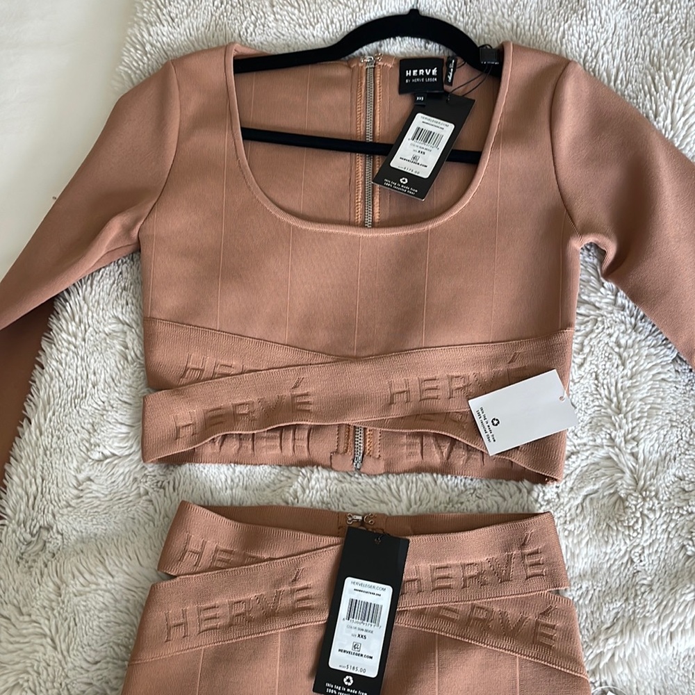 Herve Leger top and skirt